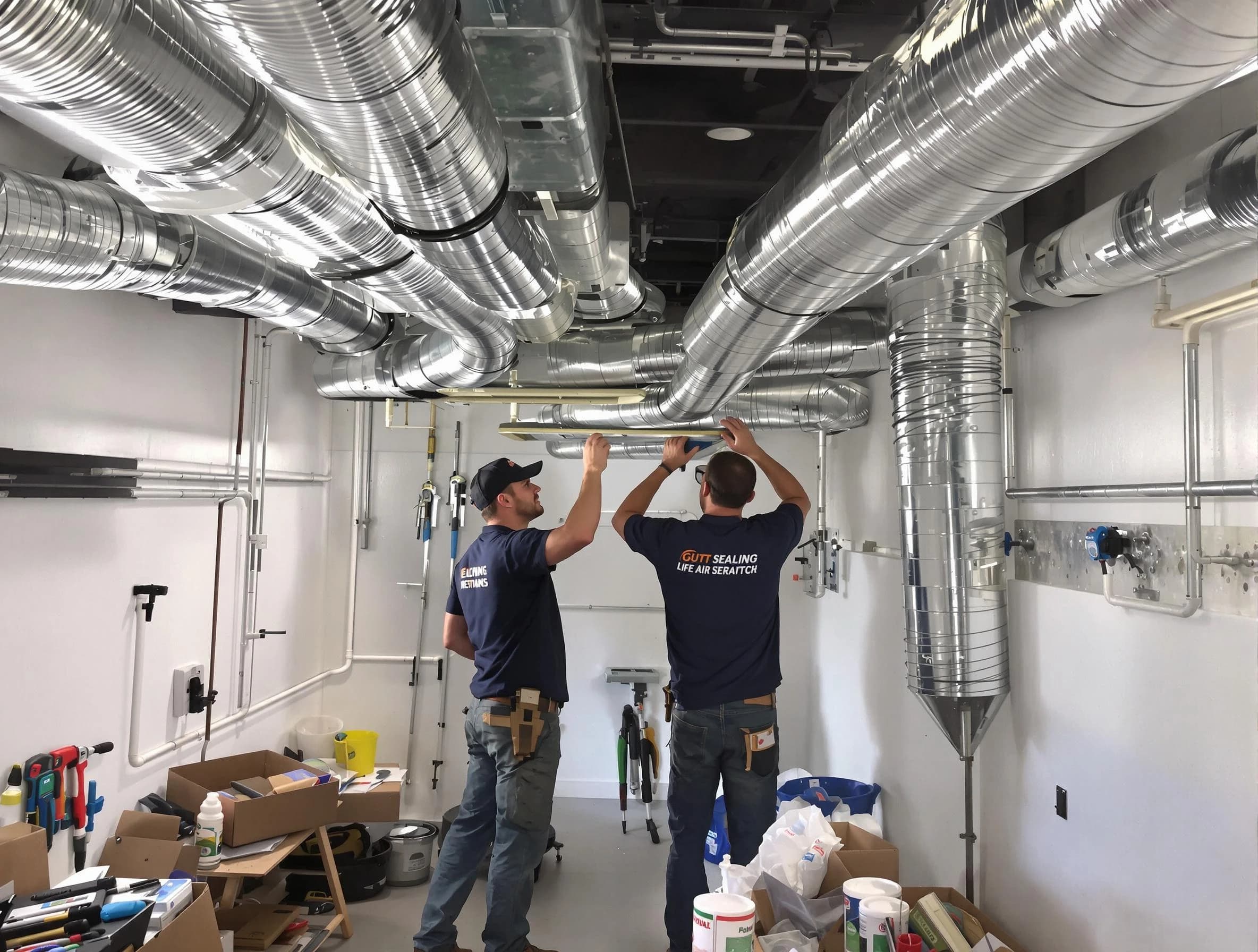 Atlanta Air Duct Cleaning technician applying professional duct sealing solutions in Atlanta