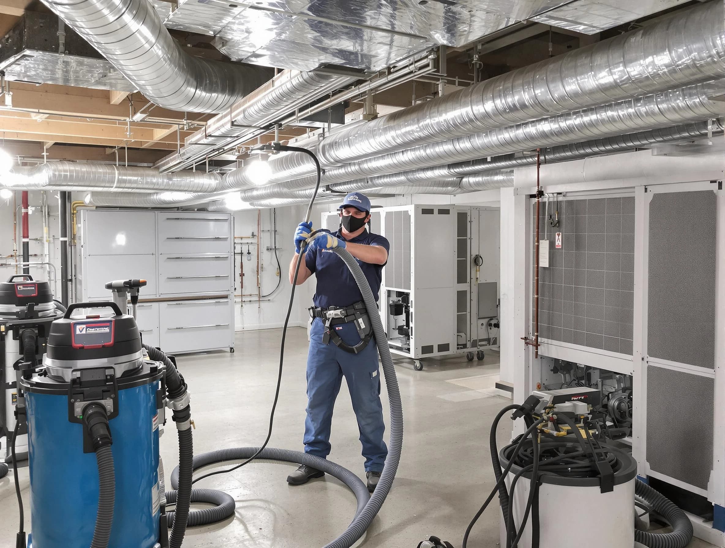 Atlanta Air Duct Cleaning specialist performing thorough central air duct cleaning for improved system efficiency in Atlanta