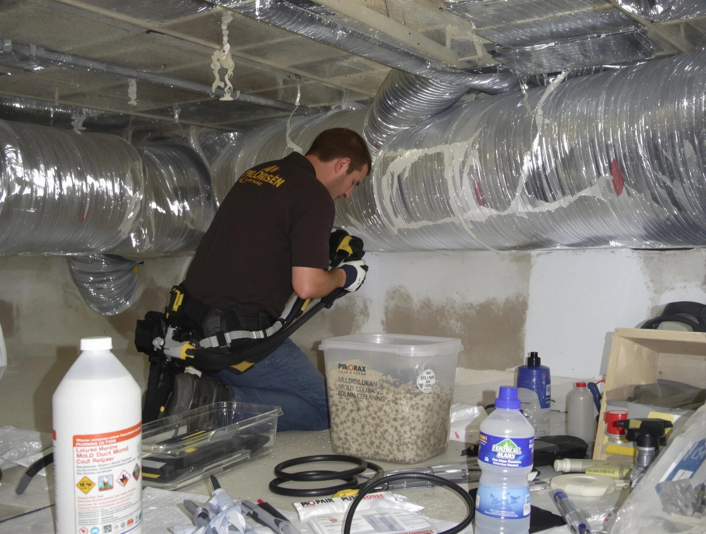 Atlanta Air Duct Cleaning specialist performing professional mold removal from air ducts in Atlanta