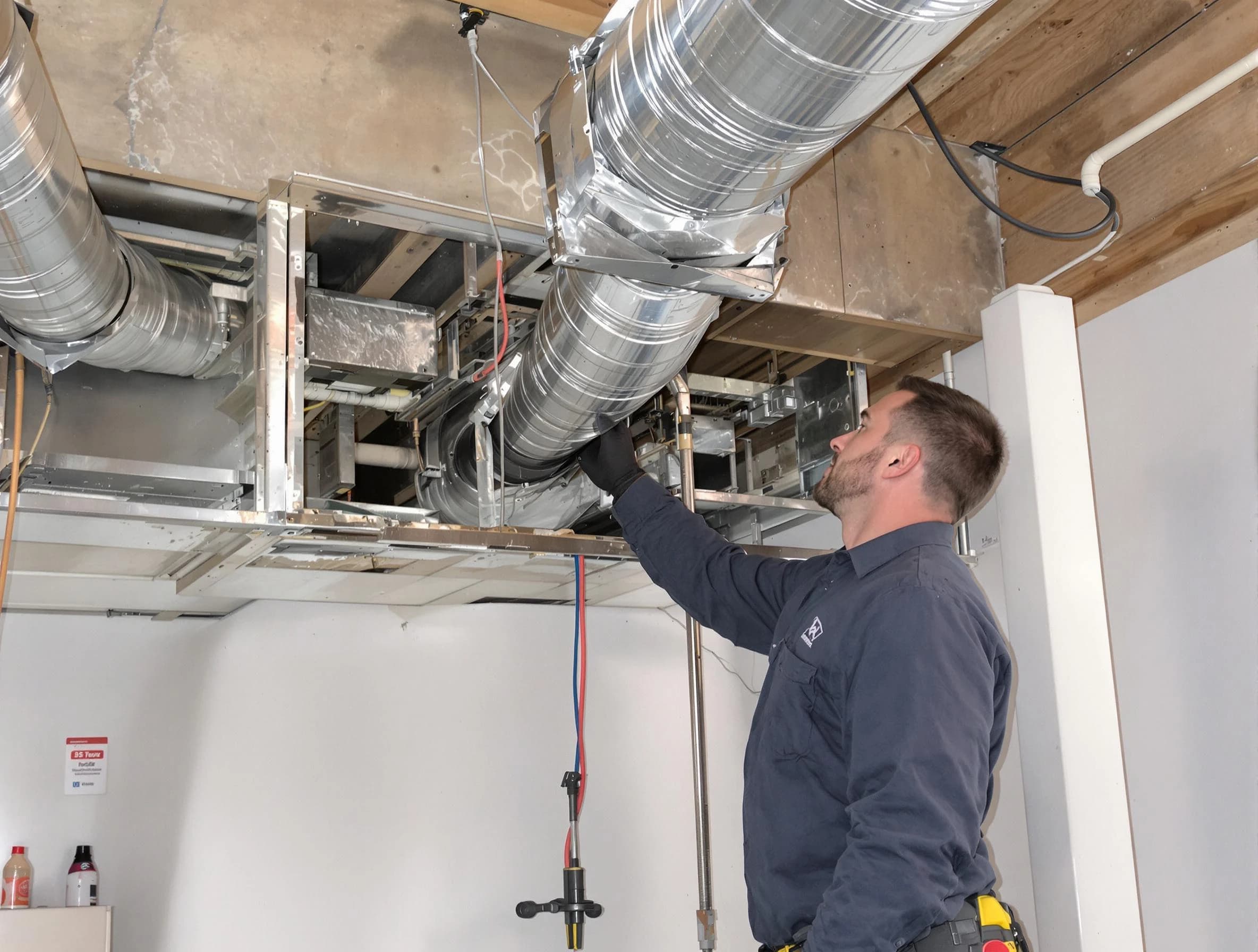 Atlanta Air Duct Cleaning technician performing professional air duct repair using specialized tools in Atlanta
