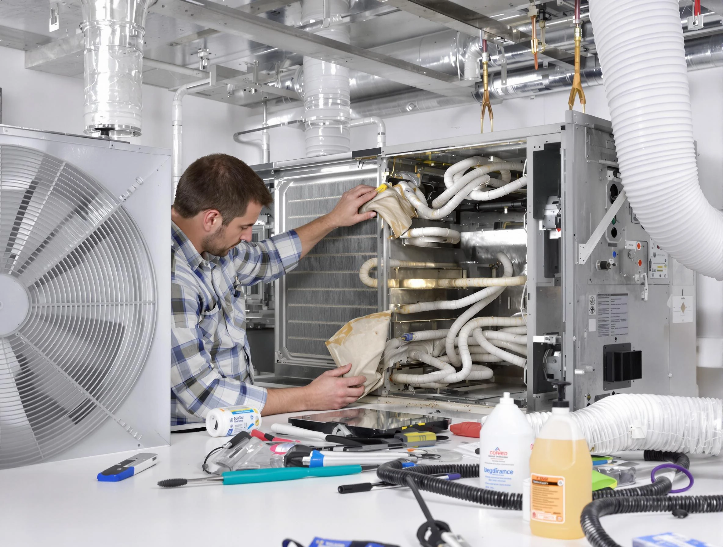 Atlanta Air Duct Cleaning specialist performing precision AC coil cleaning in Atlanta