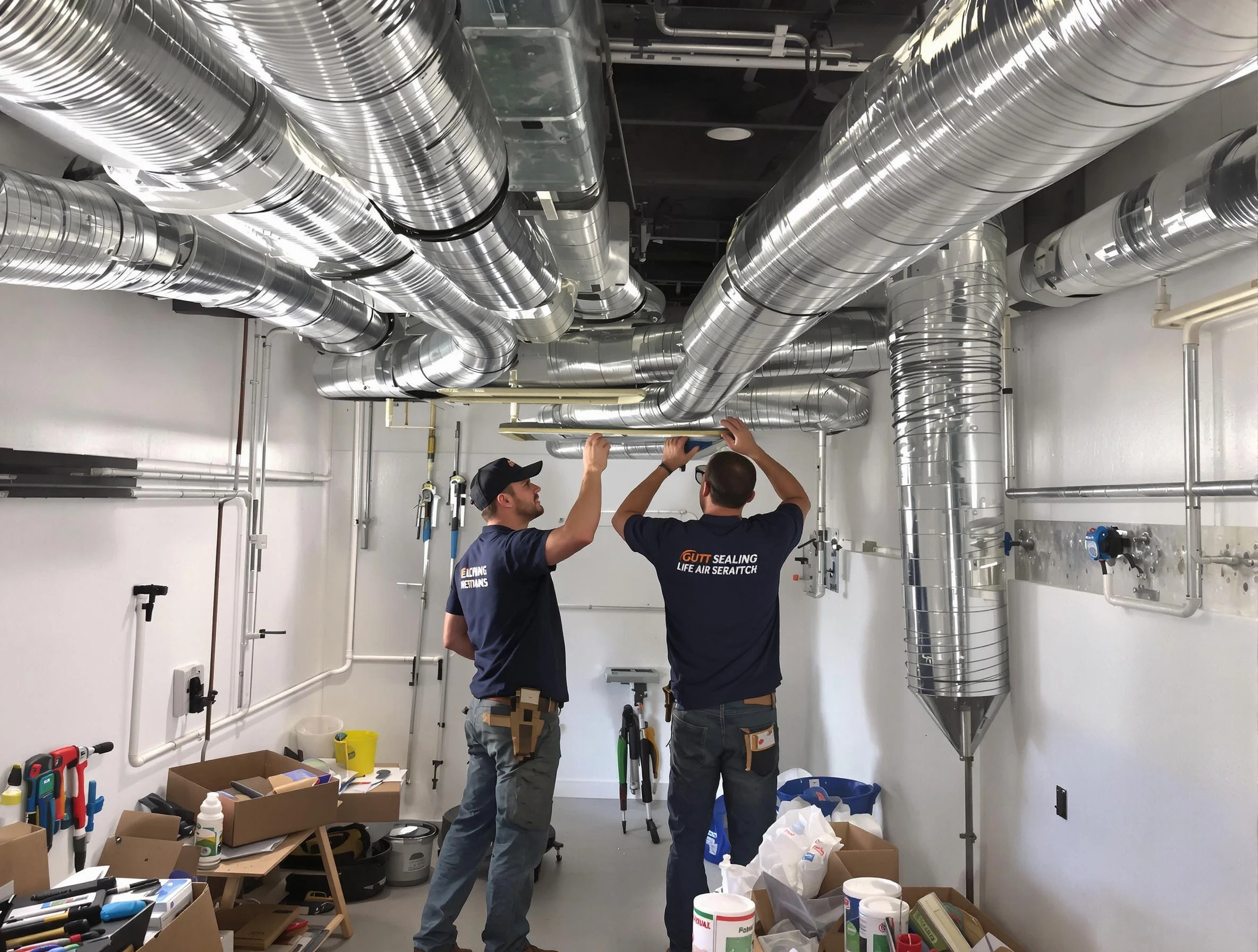 Atlanta Air Duct Cleaning technician applying professional duct sealing solutions in Atlanta