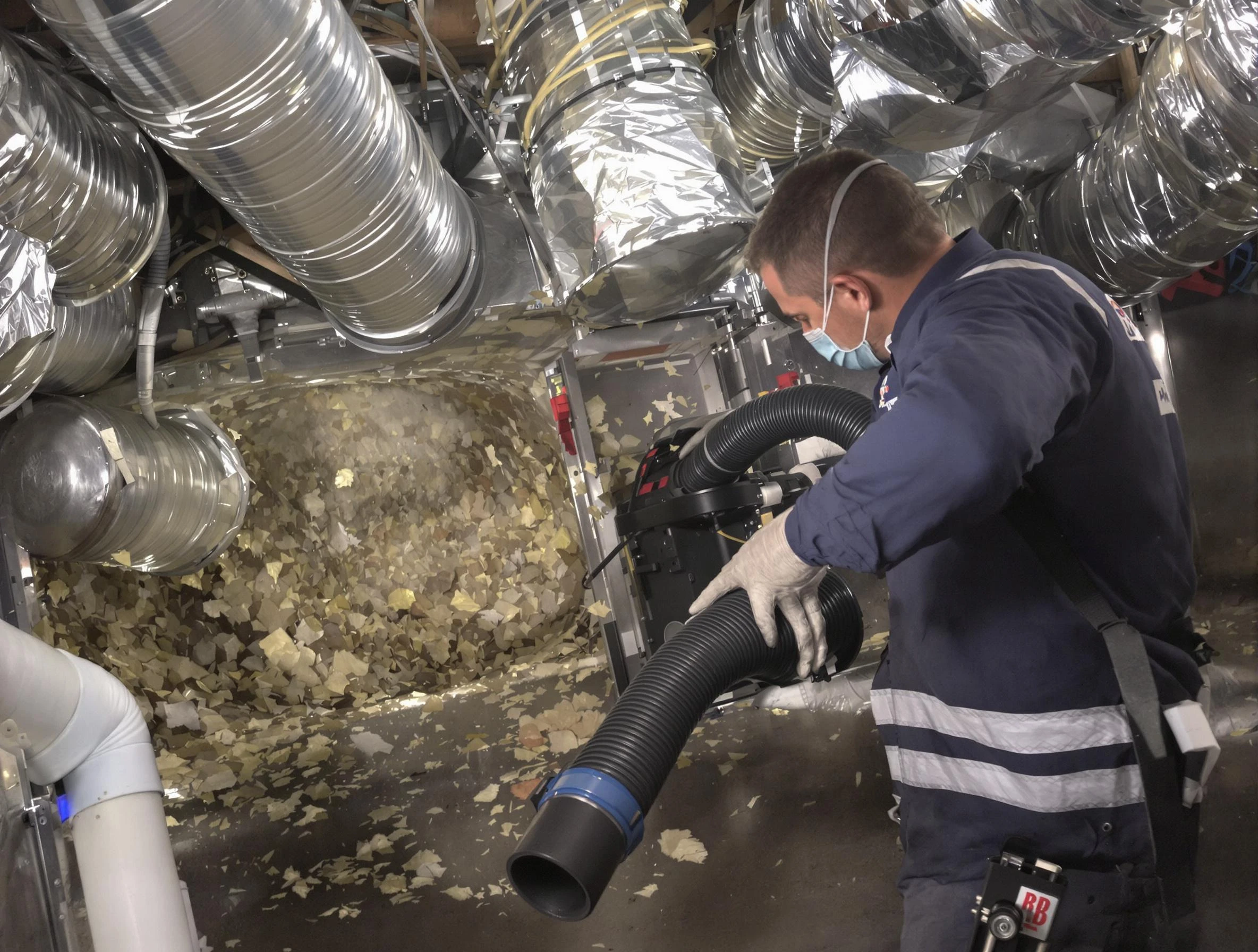 Atlanta Air Duct Cleaning specialist operating negative pressure cleaning equipment for thorough duct maintenance in Atlanta